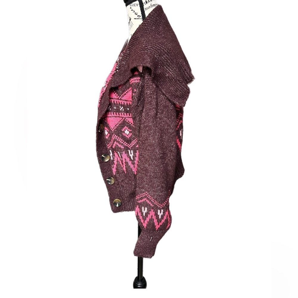 Who What Wear Wine Tasting Cropped Buttoned Front Cardigan XS